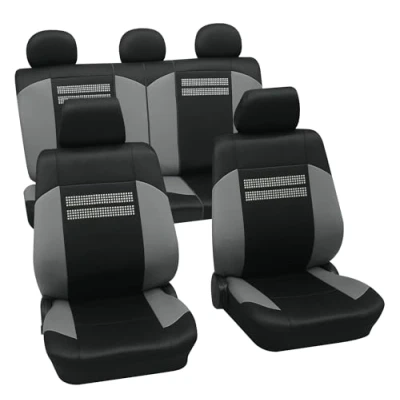 Abbildung von PETEX Auto Sitzbezüge Universal Komplett Set 15 teilig Fashion grau, Eco Class mit SAB 2 Vario Plus