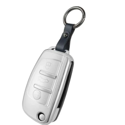 Abbildung von Baisirui Autoschlüssel Hülle Kompatibel mit Schlüsselhülle Audi ,TPU Schlüssel Auto Schlüsselbox Cover Zubehör (C Silber)