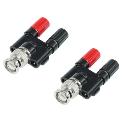 Abbildung von Banana to BNC double terminal adapter oscilloscope monitoring video plug solderless (2pcs banana)