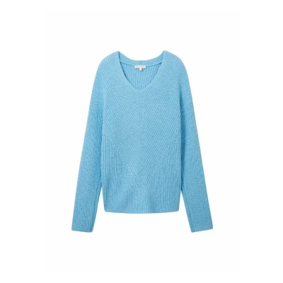 Abbildung von TOM Tailor Vneck Strickpullover Clear light blue melange, Damen, Größe: Medium, melange