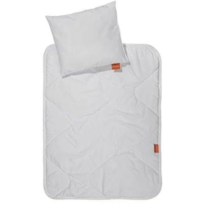 Abbildung von sleepling Baby Bettdecke und Kissen, Kinderwagen Set, Babywagen Set Kopfkissen Decke, Made in EU, Waschbar 60 Grad, Ökotex 100, x 78 cm + 30 35 cm, weiß