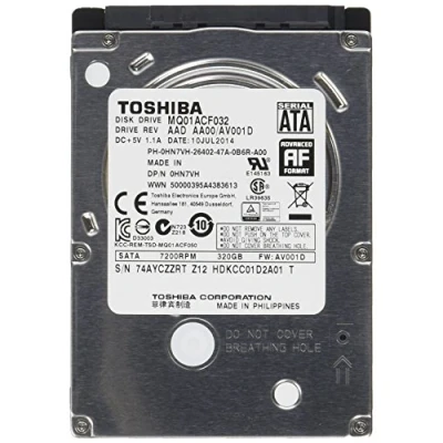 Abbildung von Toshiba MQ01ACF032 interne Festplatte 320GB (6,4 cm (2,5 Zoll), 7200rpm, 8MB Cache, SATA)