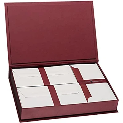 Abbildung von Rössler Papier 1051831170 Briefpapierkassette, gerippt/bordeaux/grau