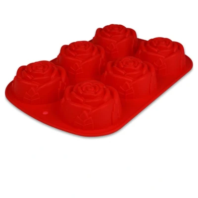 Abbildung von 2 Silikonform Rosen rot 24,5x16x3,5cm 1 Form Silikon Backen, Seife &amp; mehr Backform