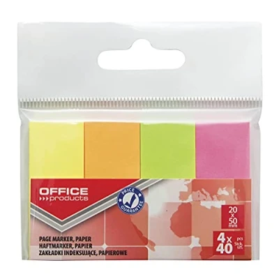 Abbildung von Indexhaftstreifen OFFICE PRODUCTS Papier 20x50mm 4x40 Blatt Anhänger Verschiedene Farben Pastell / Typ Standard/Art Auf Aufhänger/Form Rechteck/Material Papier/Farbe