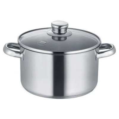 Abbildung von Berndes Kochtopf NEW ROMA, Ø 20 cm, mit Glasdeckel, 3,6 Liter, Edelstahl 18/10, Innenskalierung, Hitzebeständig