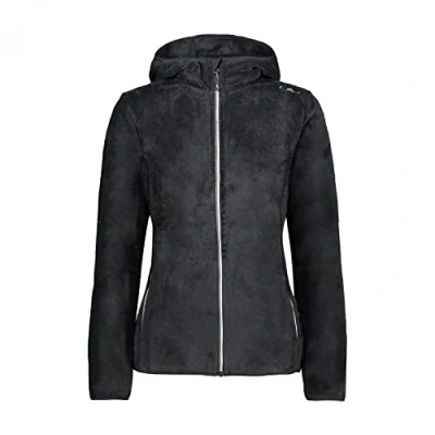 Abbildung von CMP Damen Highloft Fleecejacke mit fester Kapuze, Schwarz Graphit, D48