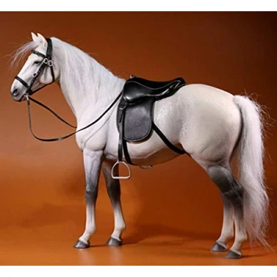 Abbildung von ZSMD 1/6 Germany Hanover Horse Figure Hanoverian Steed Animal Model Realistic Educational Painted Decoration Toy Collector Gift Adult (005 Grey White)