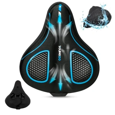 Abbildung von YOUNGDO Gel Fahrradsattelbezug aus Gel, weich und bequem, mit wasserdichter Abdeckung, für Stadtfahrrad, Rennrad, MTB, E Bike, 28 x 25 cm
