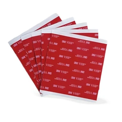 Abbildung von 3M VHB Paket mit 5 Klebepads Doppelseitiges Quadrat aus Acrylschaum in quadratischer Form, doppelseitiger Klebstoff, wasser und hitzebeständig, Auto, Zuhause Büro (100 mm x 100 mm) (5 Stück)