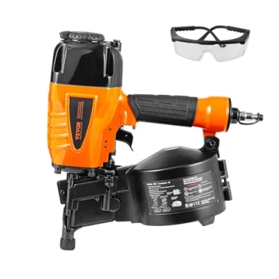 Abbildung von VEVOR Druckluft Tacker CN65, 32 63mm(Draht)/38 63mm(Kunststoff) 15 Grad Nagelpistole mit werkzeugloser Tiefeneinstellung, 70 120 PSI Nagler für Verkleidungen, Holzarbeiten, Zäune