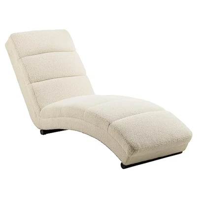 Abbildung von AC Design Furniture Sidse Organische Chaiselongue Teddystoff in Cream fürs Home Office und Wohnzimmer, Gepolsterte Liege mit Rückenlehne, Keine Montage, L: 170 x H: 82 B: 60 cm, 1 Stk.