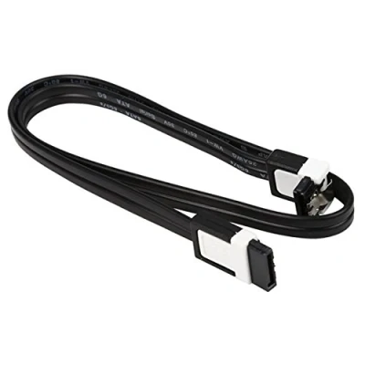 Abbildung von meeboo 1x SATA Kabel 40cm Schwarz gerade abgewinkelt mit Clip kompatibel bis zu S ATA/600 Serial ATA 1,5GBs/3GBs/6GBs (abwärtskompatibel) Premiumqualität