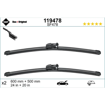 Abbildung von Scheibenwischer Swf 119478 vorne Flachbalkenwischblatt LAND ROVER: Discovery 5, Range Rover 4, Sport