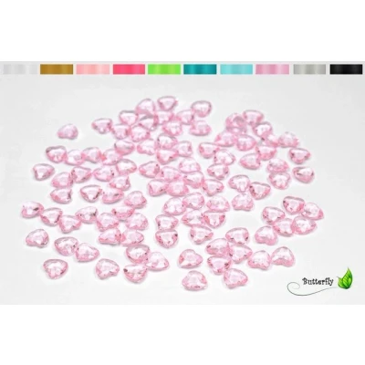 Abbildung von Creativery 100 Dekosteine Herzen 1,2 cm (hell rosa 150) // Streudeko Tischdeko Kunststoffherzen Steine PVC Acryl12mm