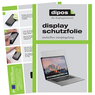 Abbildung von dipos I 2X Schutzfolie matt kompatibel mit Apple MacBook Pro 13 Zoll (2019) Touchbar Folie Displayschutzfolie