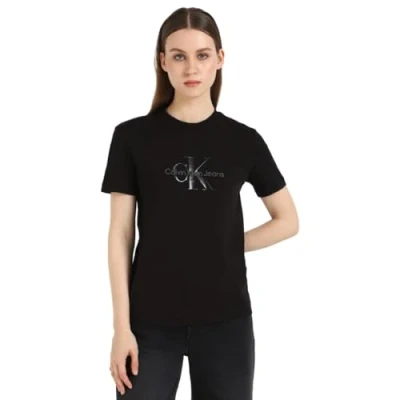 Abbildung von Calvin Klein Jeans Glossy Monologo Regular TEE Tshirt print, Damen, Größe: XS, Black