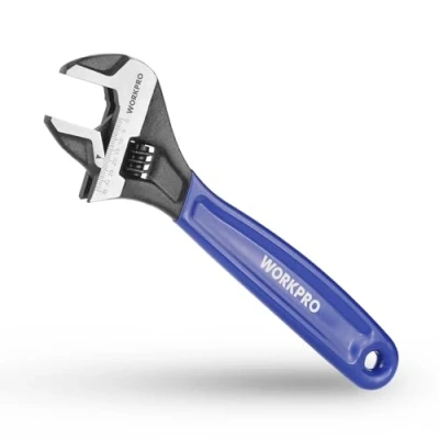 Abbildung von WORKPRO Schraubenschlüssel 250 mm Rollgabelschlüssel, Verstellbarer metrischer Einmaulschlüssel aus Cr V Stahl und weichem Bi Material Griff