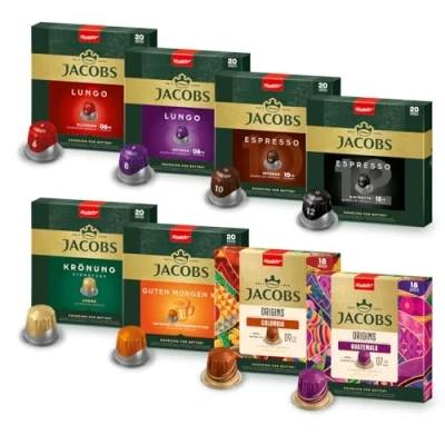 Abbildung von Jacobs Kaffeekapseln Vielfaltsbox, 8 Sorten, 6 x 20 + 2 18 Getränke, Nespresso* kompatible Kaffee Kapseln, 156 Kapseln