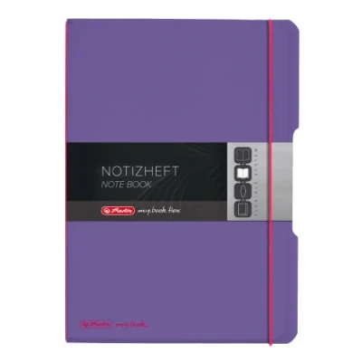 Abbildung von Herlitz 11361466 Notizheft (A4, PP Wechselcover mit Verschlußgummi, 80g/m²) 80 Blatt violett