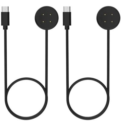 Abbildung von MoKo 2 Stück Ladegerät Kompatibel mit Google Pixel Watch 3/Pixel Smartwatch, Magnetisches Ladestation 1M USB C Ladekabel Kabel für Fitbit Ace LTE/Versa 4/3/Sense 2/Sense, Schwarz