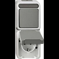 Abbildung von Schneider Electric Merten MEG3495 8029 Aufputz Kombination SCHUKO Steckdose/Wechselschalter, lichtgrau, AQUASTAR