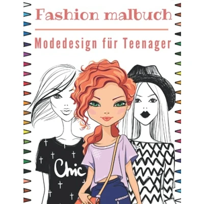 Abbildung von Fashion Malbuch Modedesign Für Teenager: Mädchen ab 12 Jahre Mode Jugendliche Vogue Buch Mädchen.