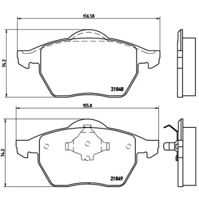 Abbildung von BREMBO P 85 039 Bremsbelagsatz exkl. Verschleißwarnkontakt mit Kolbenclip ohne Zubehör VOLKSWAGEN: Sharan I, FORD: Galaxy Mk1 MPV, SEAT: Alhambra I