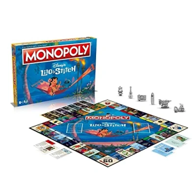 Abbildung von Winning Moves Disney Lilo and Stitch Monopoly Brettspiel, begeben Sie Sich auf eine Reise außerhalb Dieser Welt mit Lilo, Stitch, Nani, Jumba und vielen mehr, Geschenk für Kinder ab 8 Jahren
