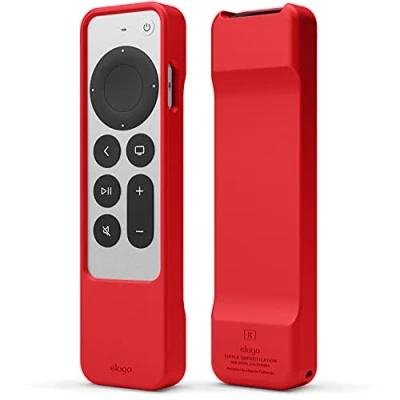 Abbildung von elago R1 Hülle kompatibel mit Apple TV 4K Siri Remote 3. Generation (2022) und 2. (2021) Magnet Technologie (Rot)