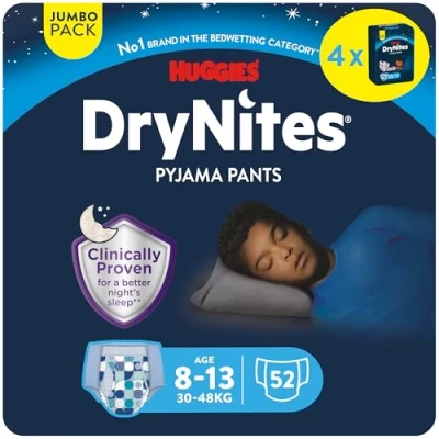 Abbildung von HUGGIES Windeln DryNites Nacht Jungen 8 15 J. (27 57kg), 52 Stk, Inkontinenz (Vorratspack, Windeln), Windelhose