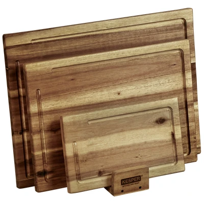 Abbildung von KESPER 3er Set Schneidebrett inklusive Ständer, Material: Akazie, Maße: 40 x 30 1,5cm, Farbe: Braun 28130