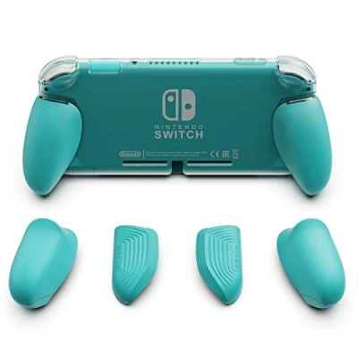 Abbildung von Skull &amp; Co. GripCase Lite: Eine Bequeme Schutzhülle mit austauschbaren Griffen [passend für alle Handgrößen] Nintendo Switch Lite [Keine Tragetasche] Türkis