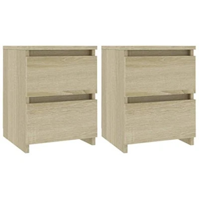 Abbildung von vidaXL 2X Nachttisch 2 Schubladen Nachtschrank Nachtkommode Nachtkonsole Nachtschränckchen Schlafzimmer Kommode Sonoma Eiche 30x30x40cm Holzwerkstoff
