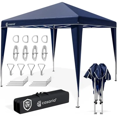 Abbildung von CASARIA® Pavillon Capri 3x3m Pop Up UV Schutz 50+ Wasserdicht Winterfest mit Tasche Faltbar Stabil Camping Garten Faltpavillon Partyzelt Blau