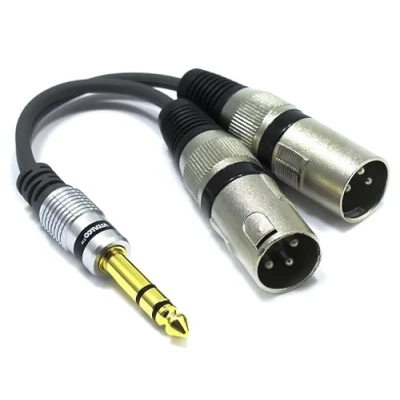 Abbildung von VITALCO 2x XLR Stecker auf 6,3mm Stereo Klinke Adapter Mikrofon 3 Polig 6.3 TRS Klinkenstecker Audio Kabel