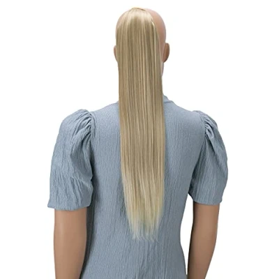 Abbildung von CAISHA 60cm Zopf mit 2 Bändern Pferdeschwanz Langhaar Extensions Haarverlängerung Haarteil Glatt Blond HC11