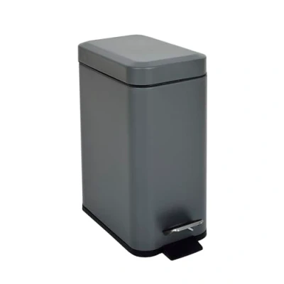 Abbildung von SVITA Mülleimer STM5, Treteimer, Kosmetikeimer, Softclose, 5L, Stahl pulverbeschichtet, Grau