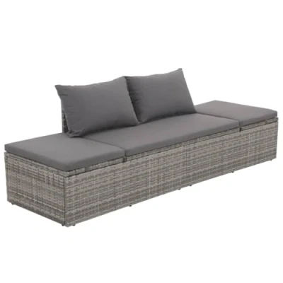 Abbildung von vidaXL Gartenliege Gartenbett Grau 195x60 cm Poly Rattan