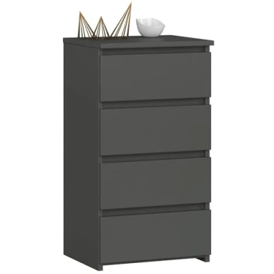 Abbildung von AKORD Kommode mit 4 Schubladen Rollschubladen Schubladenschrank Kleiderschrank Sideboard Ablage Robust Universal Design Graphitgrau
