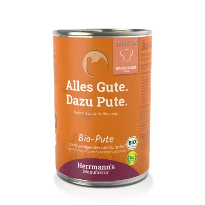 Abbildung von 400 g Herrmann&#039;s BIO Adult Pute mit Wurzelgemüse Pro Stück
