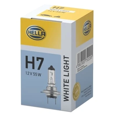 Abbildung von HELLA 8GH 223 498 131 Glühlampe, Fernscheinwerfer H7 12V 55W 4200K Halogen VOLKSWAGEN: Caddy 3 Kombi, Polo IV Schrägheck, Passat B6 Limousine
