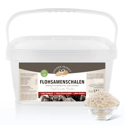 Abbildung von GOLDEN PEANUT Indische Flohsamenschalen 95% Reinheit für Pferde und Ponys 1,5 kg, Darmsanierung, natürlich füttern