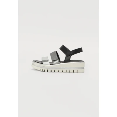 Abbildung von Gabor Damen Sandaletten, Frauen Sandalen,Best Fitting,Strandschuhe,Sommersandalen,bequem,flach,Sommerschuhe,Silber/Stone/schw.,39 EU / 6 UK