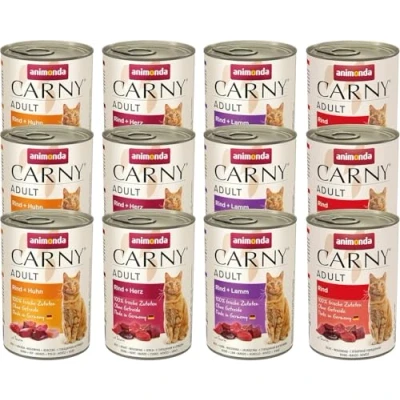Abbildung von Carny Katzen Nassfutter Mix Herzhafte Variation (12 x 400g), ohne Getreide und Zucker für ausgewachsene von animonda mit frischen fleischlichen Zutaten