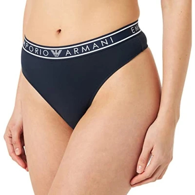 Abbildung von Emporio Armani Damen Women&#039;s Icon Logoband Thong Panties, Marine, M EU