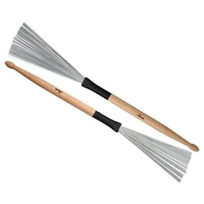 Abbildung von XDrum WTD 1S Wire Tap Drumstick Brushes kurz (Drumstick Jazzbesen kombination, Besen und Sticks in einem, vielseitig einsetzbar, Gesamtlänge: 37cm, Besenspannweite: 6,5cm)