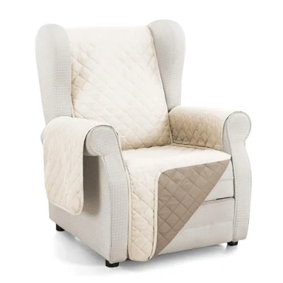 Abbildung von Martina Home Gesteppter Sofabezug, wendbar, Bernstein, 1 Sitzer, Beige, Leder