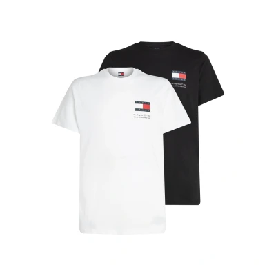 Abbildung von Tommy Jeans SLIM FLAG DNA TEE 2 PACK Tshirt print, Herren, Größe: 50, White / black