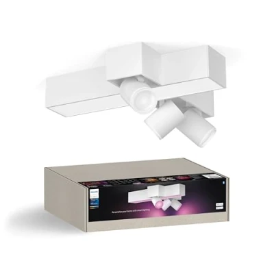 Abbildung von Philips Hue White &amp; Color Ambiance Centris 3 er Kreuz Spotleuchte, dimmbar, 16 Mio. Farben, steuerbar via App, kompatibel mit Amazon Alexa, weiß